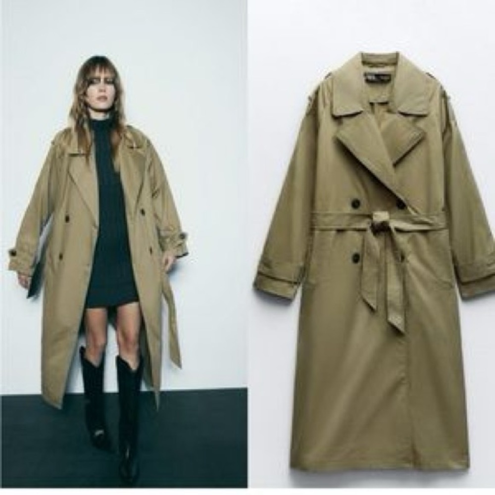 Zara Green Trench Jacket size SMALL